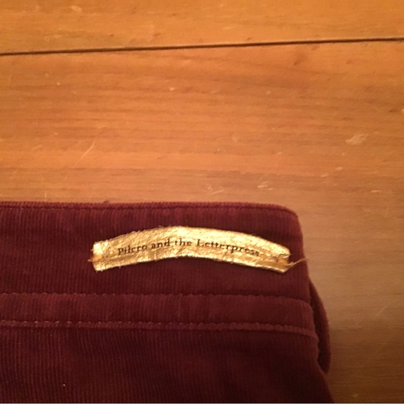 NOWT Anthropologie Pilcro and the letterpress fit Serif Cords No. 28 Mulberry - Picture 5 of 8